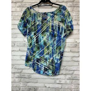 Notations Blue Graffiti Shirt XL Women Vintage